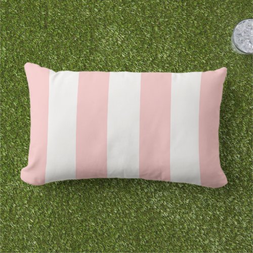 Petal Pink and White Cabana Stripes Lumbar Pillow