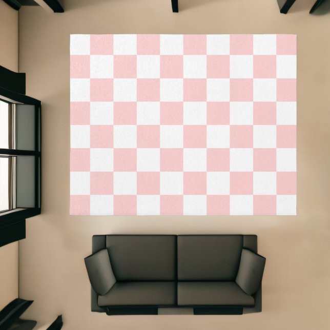 Petal Pink and White Checkerboard Rug (Insitu (Indoor 1))