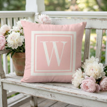 Petal Pink and White Classic Square Monogram