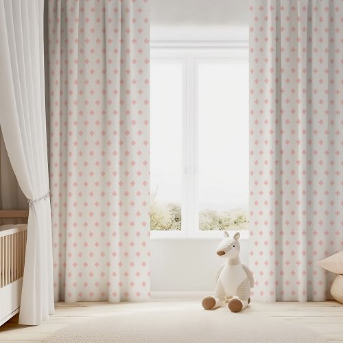 Petal Pink and White Cross Blackout Curtains