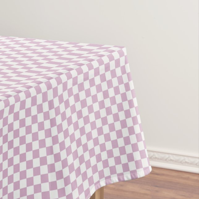 Petal Pink And White Gingham Checkered Tablecloth (In Situ)