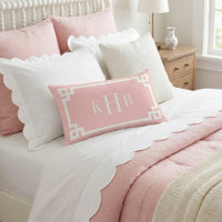 Petal Pink and White Greek Key | Monogrammed