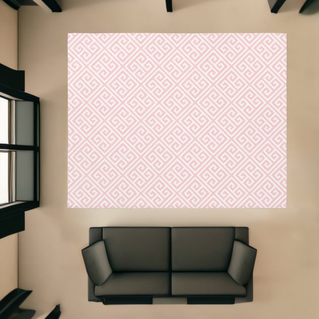 Petal Pink and White Greek Key Pattern Rug (Insitu (Indoor 1))