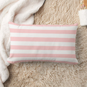 Petal Pink and White Stripes Lumbar Pillow
