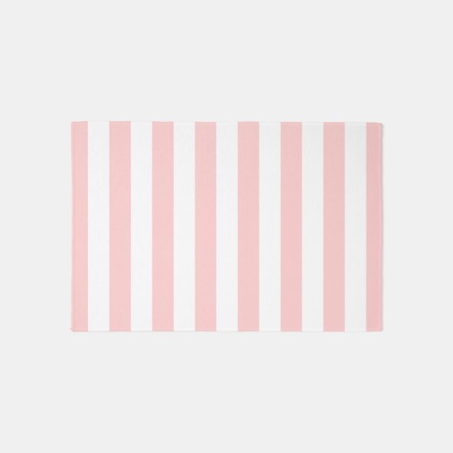 Petal Pink and White Stripes Rug (Front)