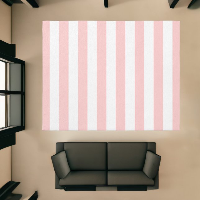 Petal Pink and White Stripes Rug (Insitu (Indoor 1))