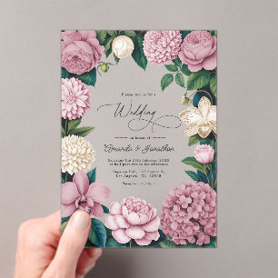 Petal Pink, Ballet Rose & Soft Linen Wedding Acrylic Invitations