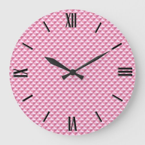 Petal pink enamel look studded grid large clock