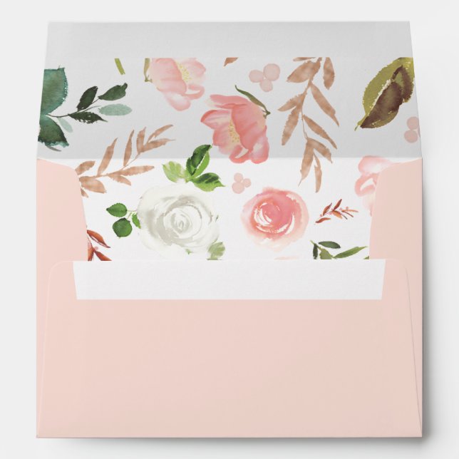 Petal Pink Floral Personalized Return Address Envelope (Back (Bottom))