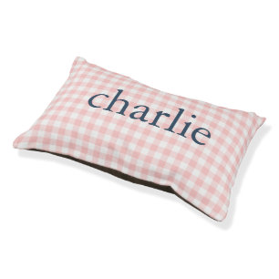 Petal Pink Gingham Monogrammed Pet Bed