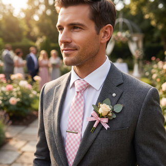 Petal Pink Gingham Neck Tie
