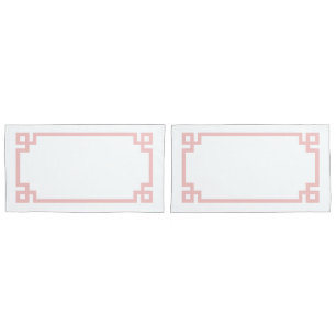 Petal Pink Greek Key Border King Size Pillow Case