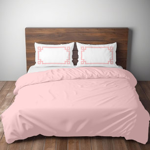 Petal Pink Greek Key Border Standard Pillow Case