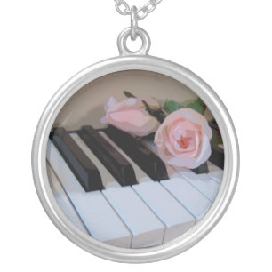 Petal Pink Keys Silver Plated Necklace