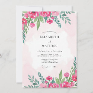 Petal Pink Magenta Peony Wedding Invitation