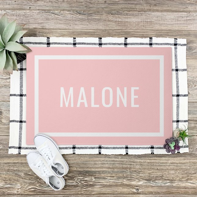 Petal Pink Personalized Family Name Doormat (Creator Uploaded)