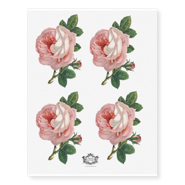 Petal Pink victorian rose, Temporary Tattoos (Front)