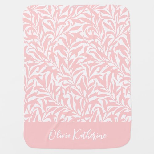 Petal Pink Willow Bough Monogrammed Baby Blanket