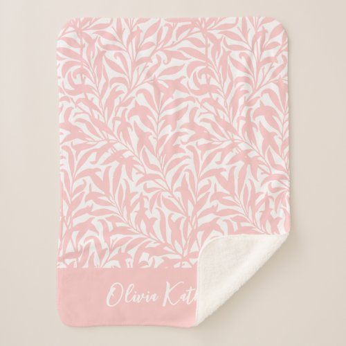 Petal Pink Willow Bough Monogrammed Sherpa Blanket