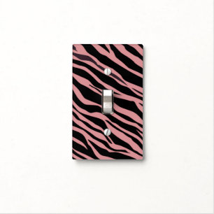 Petal Pink Zebra Striped Light Switch Cover
