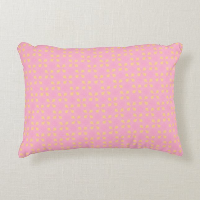 Petal Pop – Pink & Gold Seamless Geometric Pattern Accent Pillow (Front)