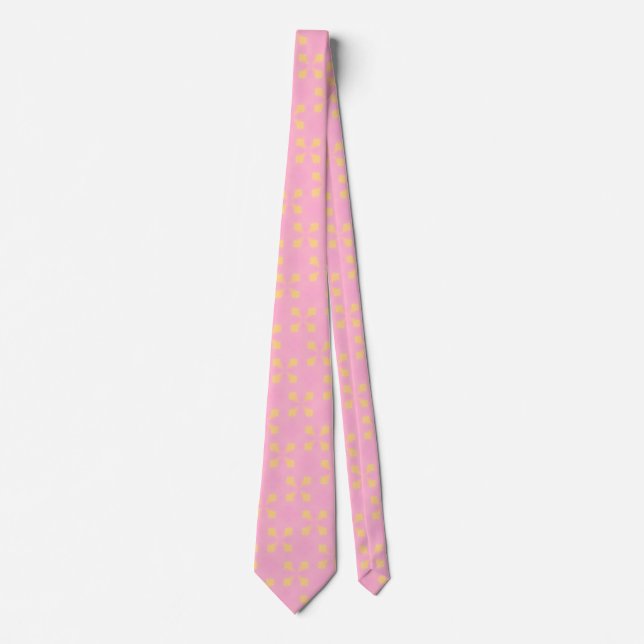 Petal Pop – Pink & Gold Seamless Geometric Pattern Neck Tie (Front)