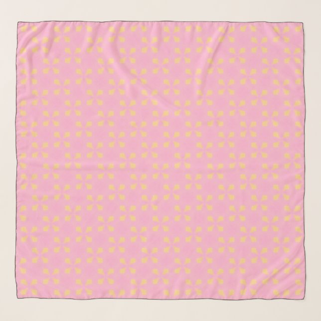 Petal Pop – Pink & Gold Seamless Geometric Pattern Scarf (Front)