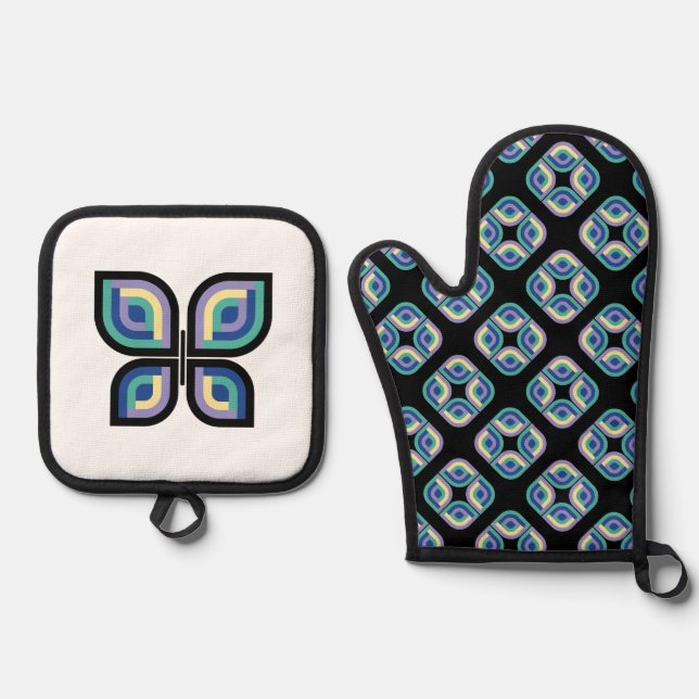 Petal Prism (Fusion) Oven Mitt & Pot Holder Set (Front)