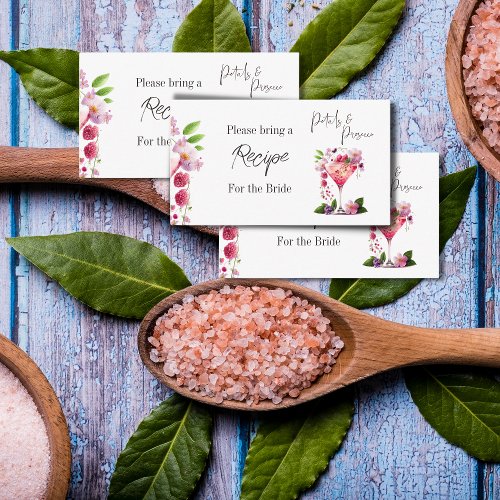 Petal Prosecco Floral Bridal Shower Recipe Request Enclosure Card