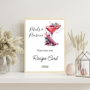 Petal Prosecco Floral Bridal Shower Recipe Request Poster