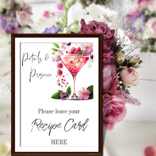 Petal Prosecco Floral Bridal Shower Recipe Request Poster
