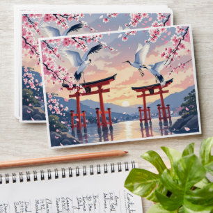 Petal Reverie—A Crane’s Serenade at Sundown Envelope