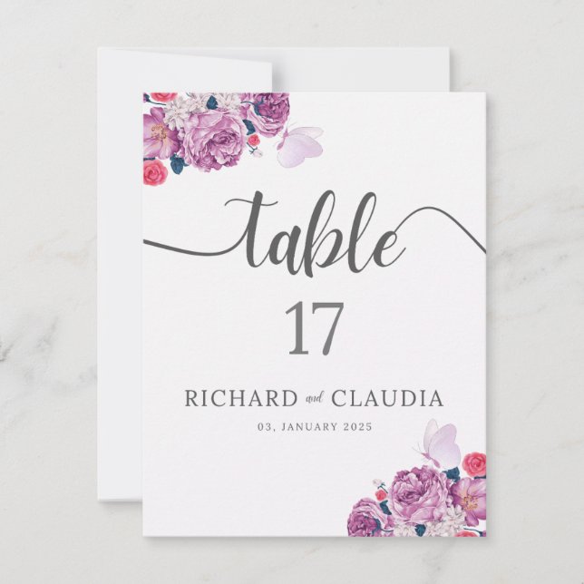  Petal Whispers Table Number Sign (Front)