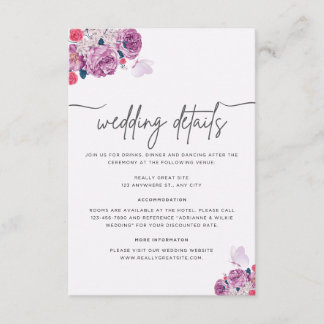 Petal Whispers Wedding Information Card