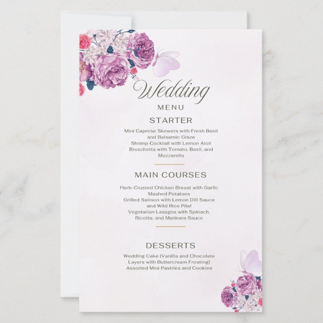 Petal Whispers Wedding Menu (Front)