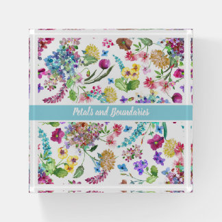 Petals and Boundaries florals for empowered women Paperweight
