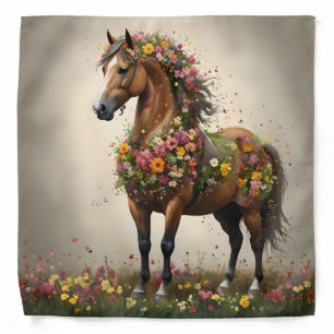 Petals And Hooves: Brown Horse Fantasy Garden, Bandana