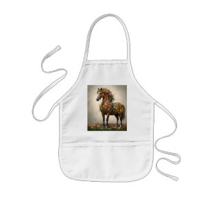 Petals And Hooves:  Brown Horse Fantasy Garden,  Kids' Apron