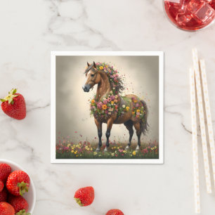 Petals And Hooves:  Brown Horse Fantasy Garden,  Napkins
