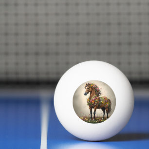 Petals And Hooves:  Brown Horse Fantasy Garden,  Ping Pong Ball