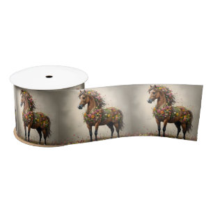 Petals And Hooves:  Brown Horse Fantasy Garden,  Satin Ribbon