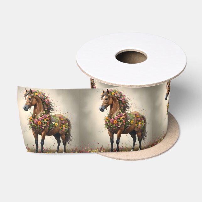 Petals And Hooves:  Brown Horse Fantasy Garden,  Satin Ribbon (Spool)