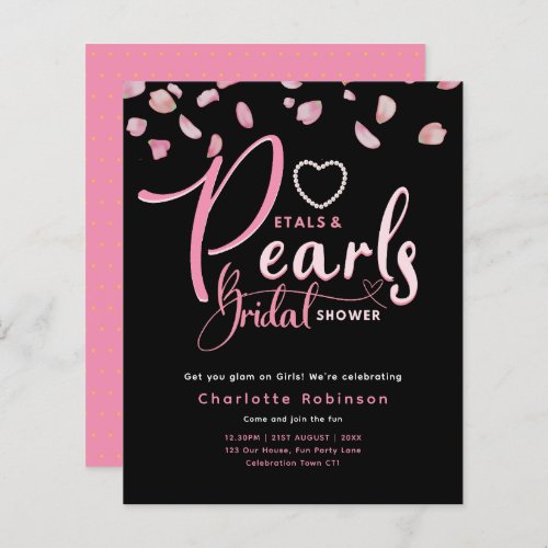 PETALS AND PEARLS Pink Black Chic Bridal Shower