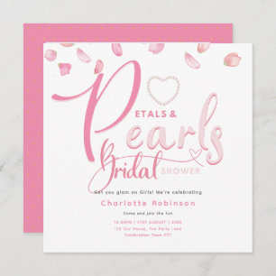 PETALS AND PEARLS Pink Glam Chic Bridal Shower Invitation