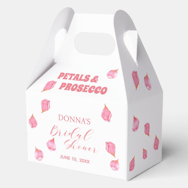 Petals and Prosecco Blush Bridal Shower Favor Boxes (Front)