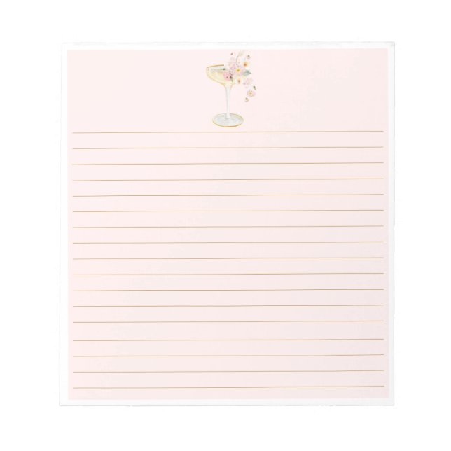 Petals and Prosecco Blush Pink Notepad (Front)