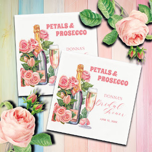 Petals and Prosecco Bottle and Roses Bridal Shower Napkins