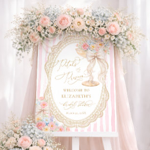Petals and Prosecco Bow Bridal Shower Welcome Foam Board