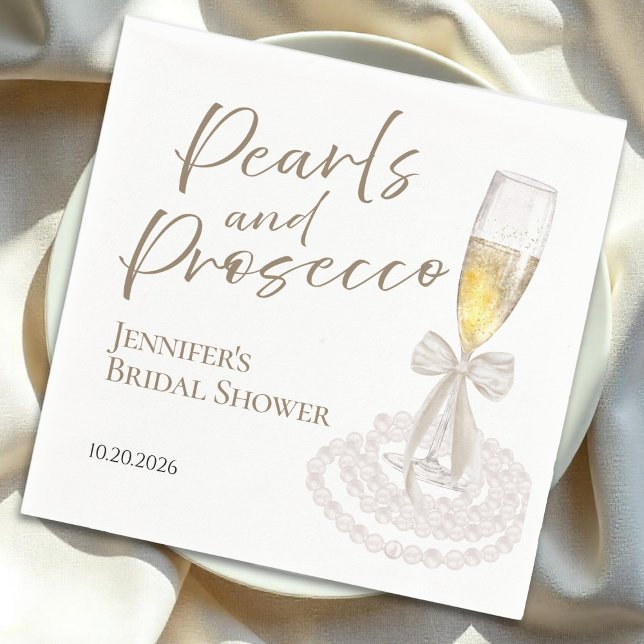 Petals and Prosecco | Bow Watercolor Bridal Shower Napkins (Creator Uploaded)