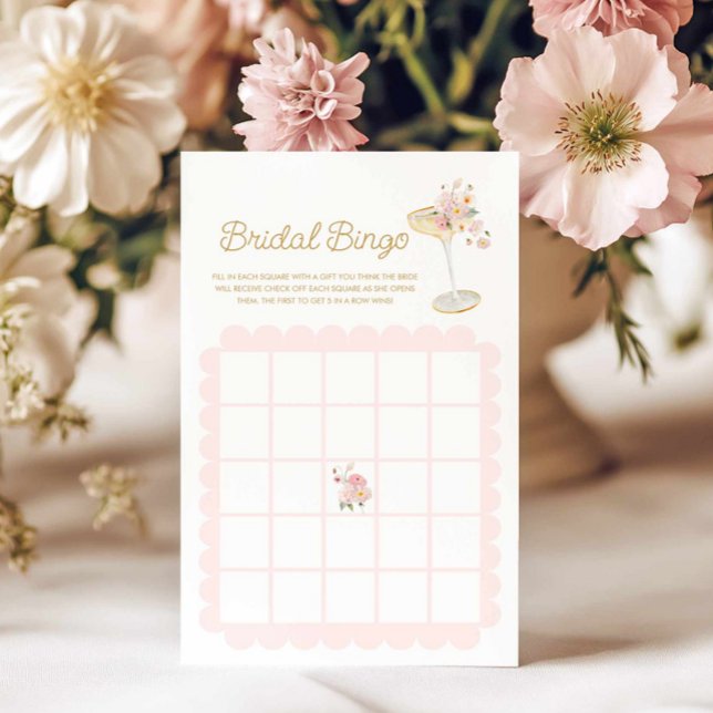 Petals and Prosecco Bridal Bingo Game Card (Pink Petal and Prosecco Bridal Bingo Game Card
)
